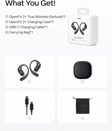 Miniatura 10 de SHOKZ Nuevos auriculares OpenFit 2+ de oreja abierta, habilitados para Dolby Audio, cómodos auriculares con ganchos suaves para los oídos, tiempo