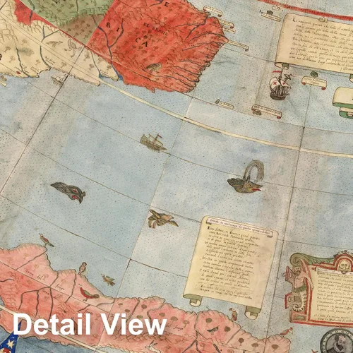 Miniatura 3 de Mapa histórico - Mapa del mundo, 1587, Urbano Monte - Arte de pared vintage - 24 x 24 pulgadas