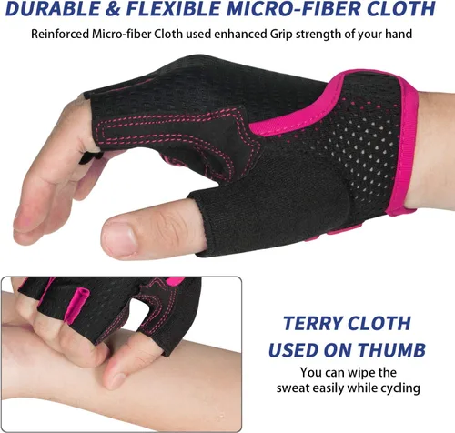 Miniatura 3 de MOREOK Guantes de ciclismo para hombres y mujeres almohadilla de gel transpirable antideslizante de 0.197in Guantes de ciclismo de medio dedo