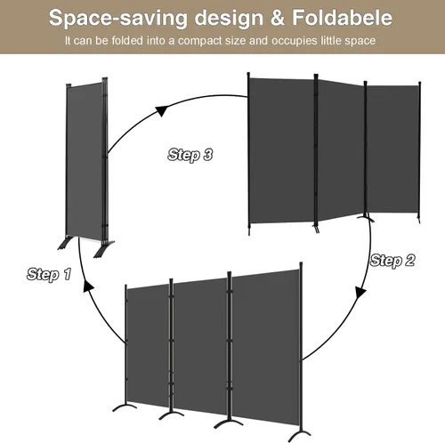 Miniatura 3 de Divisor de habitación de 3 paneles, pantalla de privacidad plegable de 6 pies, pared de división portátil para separación de oficina, dormitorio