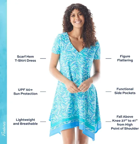 Miniatura 2 de BEACH HOUSE Style Skylar - Vestido tipo camiseta con dobladillo tipo bufanda, resistente a las arrugas, UPF 50+