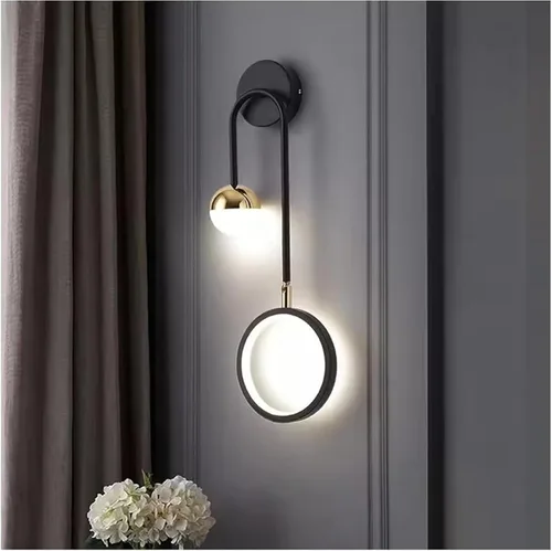 Aplique de pared LED nórdico moderno y minimalista para sala de estar, dormitorio, mesilla de noche, luz circular, interior, hotel, pasillo, aplique