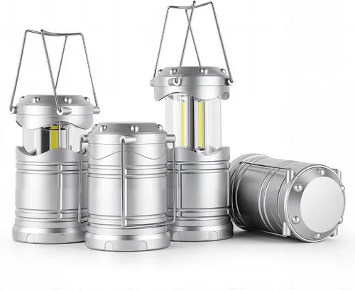 Miniatura 11 de Lichamp Linterna LED para campamento, paquete de 4 linternas alimentadas por batería para cortes de energía, luz colgante plegable portátil esencial