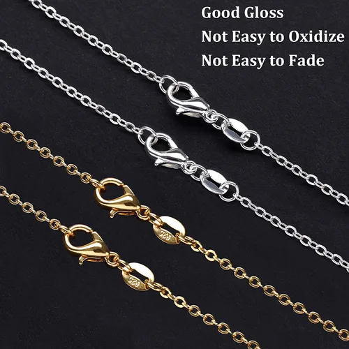 Miniatura 4 de Paquete de 50 cadenas de collar chapadas en plata a granel, paquete de cadenas de cable para fabricación de joyas