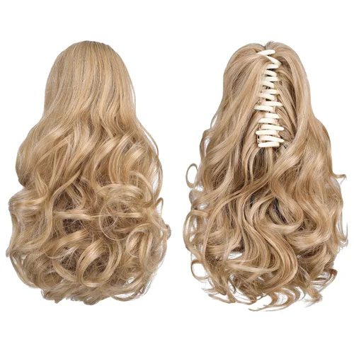 Miniatura 169 de Extensiones de cola de caballo de cabello rubio, extensiones de cola de caballo para mujer, pinza de extensiones de cabello rizado de 12 pulgadas