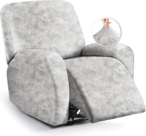 Miniatura 43 de ANARACHON Fundas para sillas reclinables con aspecto de cuero, funda elástica de 4 piezas, funda suave para silla reclinable, protector de muebles