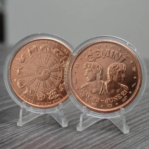 Miniatura 2 de Ficha portadora de agua de acuario: moneda de desafío de cobre puro de 1 oz en cápsula - Regalo de astrología y zodiaco, perfecto para visionarios