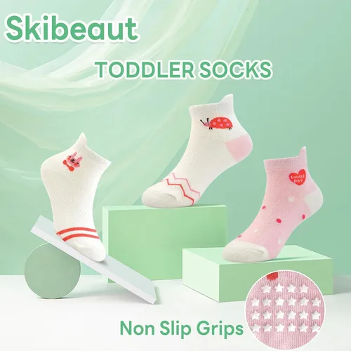 Miniatura 7 de Calcetines SkiBeaut para niños con agarre, 12 pares de calcetines antideslizantes para niños, calcetines de casa para bebés, niños y niñas de 0 a 7