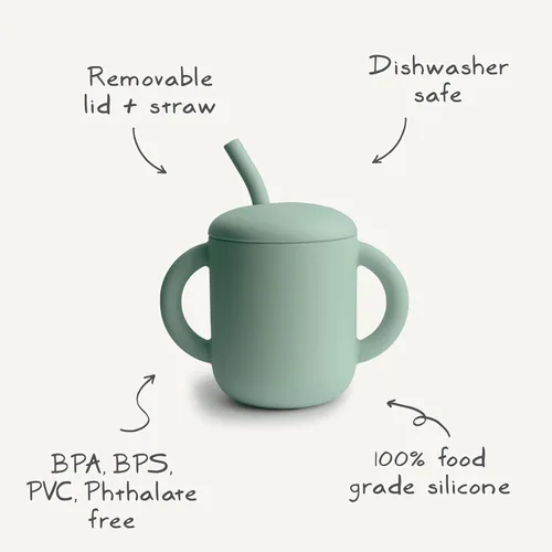 Miniatura 2 de mushie - Taza de entrenamiento de silicona 100% y pajita para niños pequeños 6 meses en adelante (Ballenas)