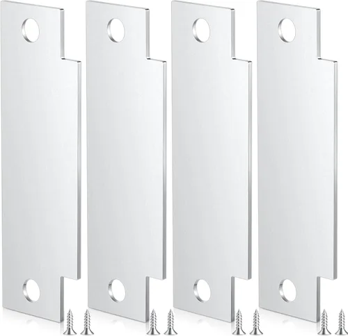 Miniatura 9 de Zonon Llenador de placa de huelga de puerta con tornillos, placa de llenado de acero al carbono, placa T en blanco, 4-7/8 x 1-1/4 pulgadas, metal
