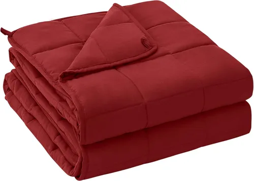 Yescool - Manta con peso para adultos (15 libras, 60 x 80 pulgadas, roja), manta de enfriamiento pesada para dormir, 140-160 libras, manta Rojo