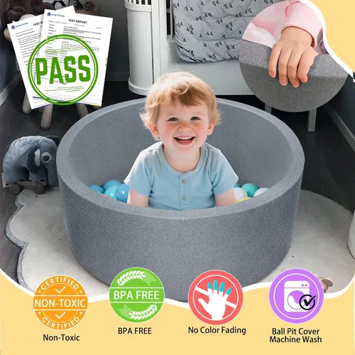 Miniatura 2 de TRENDBOX Esponja de espuma suave interior redondo Ball Pit,Ideal para niños - Gris oscuro