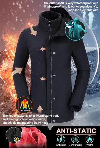 Miniatura 3 de CAMELSPORTS Chaquetas de esquí impermeables para mujer, abrigo de nieve 3 en 1, chaquetas de snowboard cálidas de invierno, Nieve
