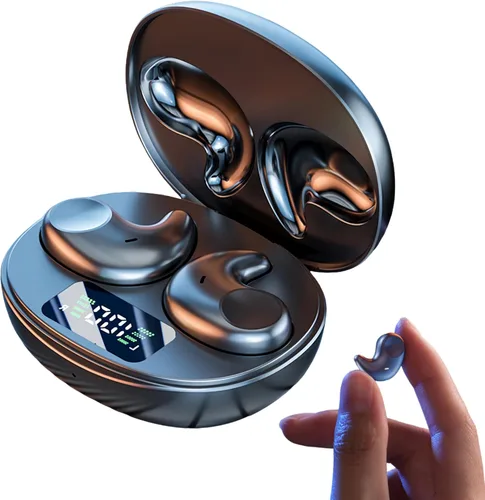 M52 Auriculares para Dormir con Pantalla de Energía, Mini Auriculares Invisibles para Personas que Duermen de Lado, Auriculares Inalámbricos