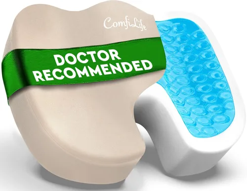 ComfiLife - Cojín prémium de gel y espuma viscoelástica para silla de oficina, escritorio y asiento de automóvil, recomendado por doctores para Beige