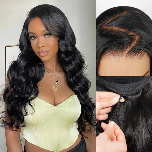 Miniatura 15 de Arabella 5x6 Pelucas listas para usar sin pegamento de cabello humano 1B/27 con encaje frontal resaltado, pelucas de cabello humano con densidad