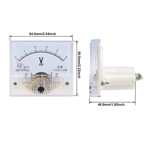 Miniatura 3 de uxcell Error del metro 85C1 del voltaje del indicador de voltaje del panel analógico de DC 0-5V el 2,5%