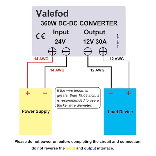 Miniatura 7 de 24V a 12V 30A 360W Transformador reductor DC a DC Buck Convertidor para carrito de golf Fuente de alimentación