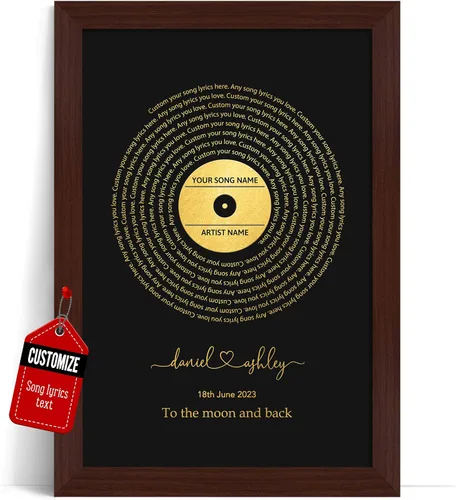 Miniatura 32 de VICILO Póster personalizado con letras de canciones, lienzo para decoración de pared, acordes de canción perfecta, regalo de aniversario de un año