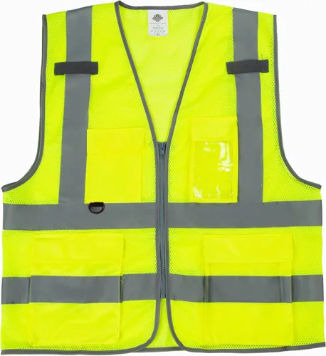 Miniatura 2 de Dazonity Chaleco de seguridad de malla de alta visibilidad con múltiples bolsillos y cremallera, apto para hombres y mujeres, trabajo, construcción