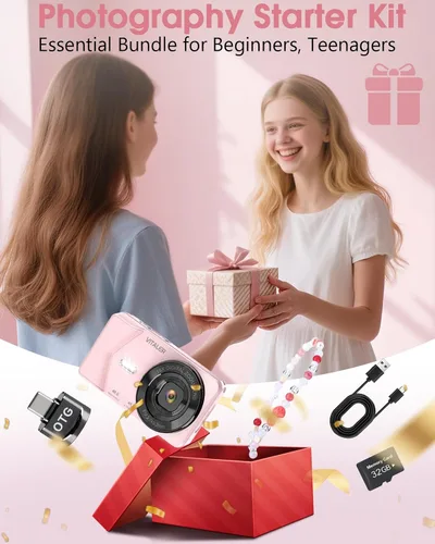 Miniatura 8 de Cámara digital, cámara de enfoque automático de 48 MP, cámara 4K para fotografía con tarjeta de 32 GB, cámara digital compacta portátil de punto