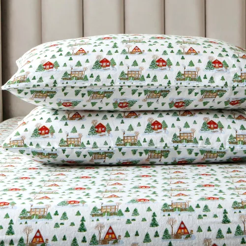 Miniatura 27 de Elegant Comfort Juego de sábanas de franela ultrasuave de 4 piezas 100% de algodón turco - Sábanas de franela navideñas de Navidad, de calidad