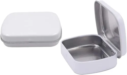 Miniatura 4 de Gere Paquete de 9 cajas de lata rectangulares de metal con bisagras con tapa, 2.4 x 1.8 x 0.6 pulgadas, contenedores portátiles para kit