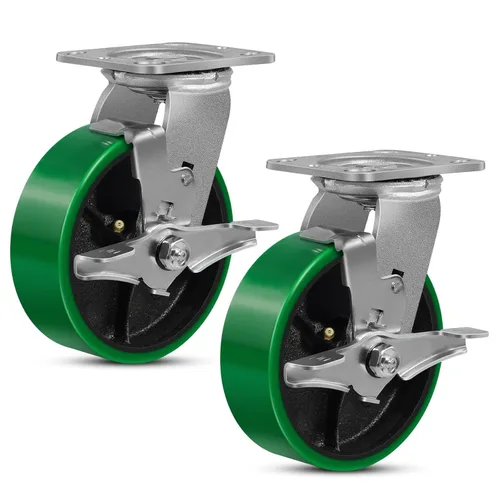 Miniatura 32 de Ruedas giratorias, ruedas industriales de 4 pulgadas resistentes, poliuretano en rueda de acero, ruedas giratorias de placa superior