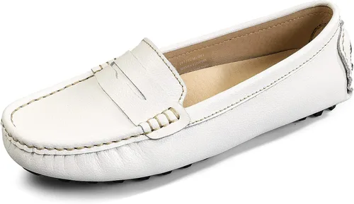 Miniatura 2 de Artisure Mocasines clásicos de cuero genuino para mujer, mocasines de conducción, mocasines casuales sin cordones, zapatos de barco cómodos y a