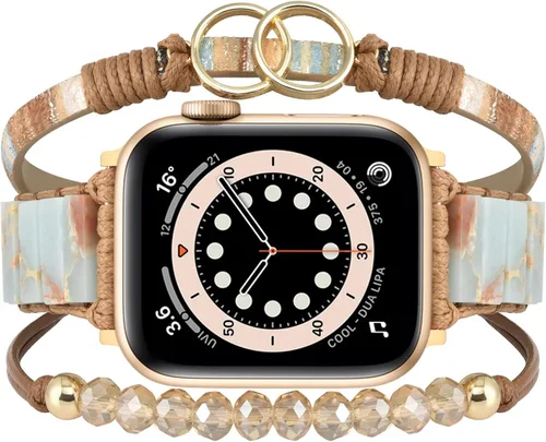 Miniatura 8 de MOFREE - Pulsera de cuero boho compatible con Apple Watch Band de 38, 40, 41 mm, pulsera de cuentas multicapa hecha a mano para Apple Watch, correa