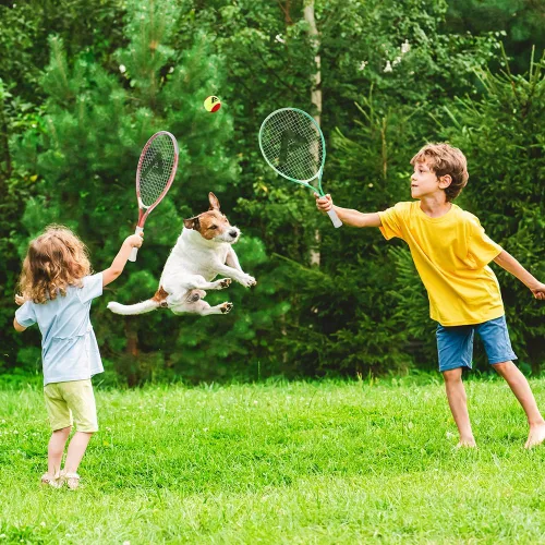 Miniatura 5 de AMA SPORT Raqueta de tenis para niños pequeños, kit de iniciación de raqueta de tenis de 17 a 25 pulgadas para niñas y niños con bolsa de nailon