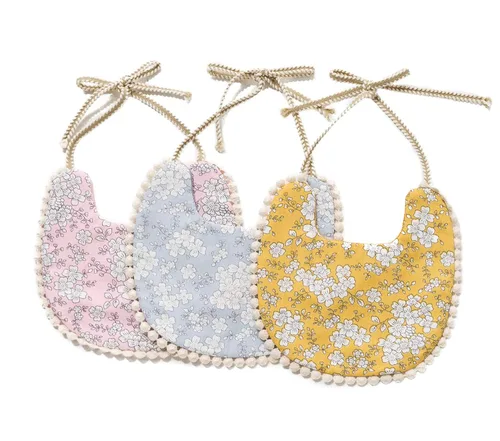 Miniatura 10 de Babero para niña, reversible, impermeable, hecho a mano, de algodón natural, babero, 0-12 meses, paquete de 2 (color blanco roto, 0-12 meses)