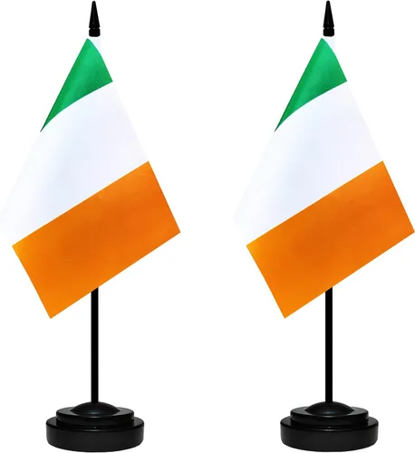 Miniatura 29 de Juego de banderas de escritorio de México, paquete de 2 banderas de mesa mexicanas, mini bandera de escritorio pequeña con poste negro sólido de 12