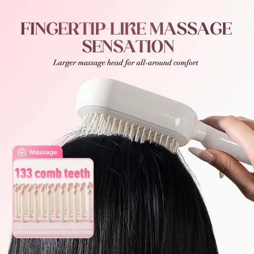 Miniatura 5 de Cepillo de pelo autolimpiante, cepillo retráctil con cerdas de masaje, peine antiestático fácil de limpiar para todo tipo de cabello, cepillo de Azul