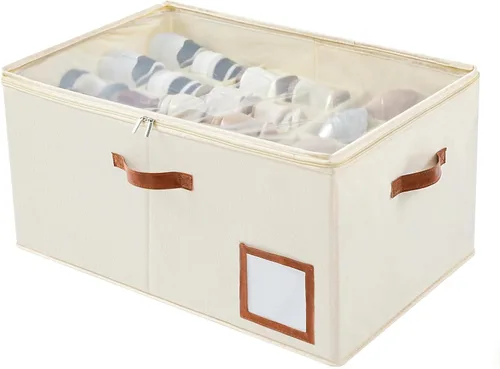 INSTY Organizador de zapatos para armario con capacidad para 24 pares, contenedor plegable grande de almacenamiento de zapatos caja compartimento