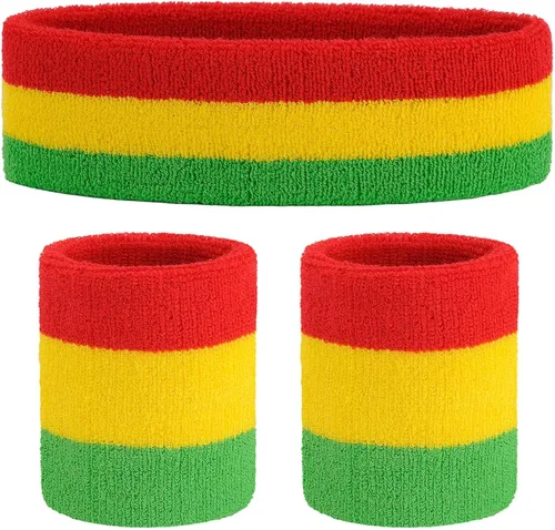 Miniatura 99 de ONUPGO - Conjunto de diadema y muñequeras deportivas para el sudor, hechas de algodón con bucles, muñequeras, contra humedad