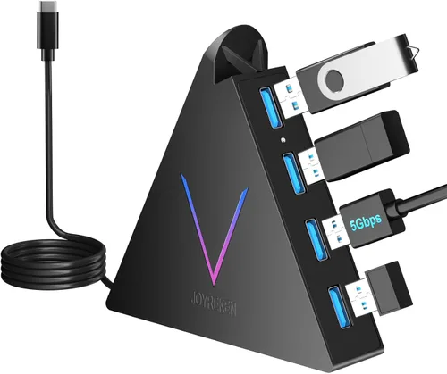 Miniatura 12 de Concentrador USB 3.0, JoyReken Separador USB de 4 Puertos para Laptop, Adaptador de Teclado y Mouse para PS4 Compatible con Xbox, PC, MacBook, Rosa