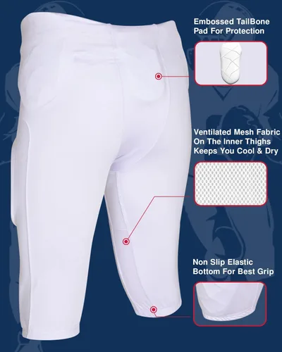 Miniatura 3 de Exxact Sports Gladiator - Pantalones de fútbol integrados para hombre con almohadillas, pantalones de práctica de fútbol, pantalones de fútbol