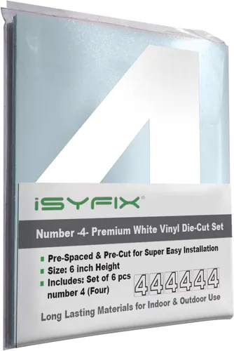 Miniatura 26 de iSYFIX - Calcomanías de vinilo blancas con número 0 (cero) - Juego de 6 unidades de 1.5 pulgadas autoadhesivas - Decalcomanías premium troqueladas