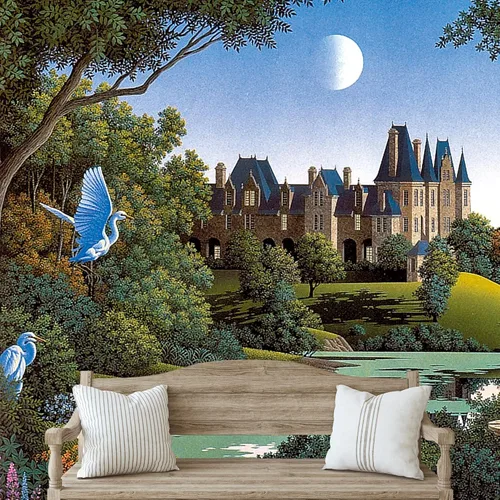 Miniatura 16 de IDEA4WALL Adhesivo mural removible para pared, cielo azul, castillo mágico místico, fantasía y ciencia ficción, arquitectura, fotografía, arte