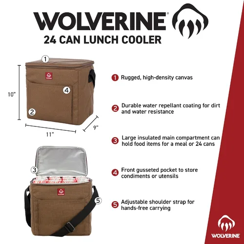 Miniatura 2 de Wolverine Bolsa térmica para 24 latas Aislada Reutilizable Resistente Resistente al agua Sitio de trabajo Exterior Viaje Maletereo