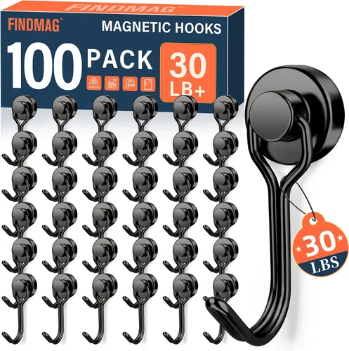 Miniatura 13 de FINDMAG Ganchos magnéticos giratorios de 60 libras, paquete de 4 ganchos magnéticos de neodimio resistentes, ganchos magnéticos fuertes para colgar
