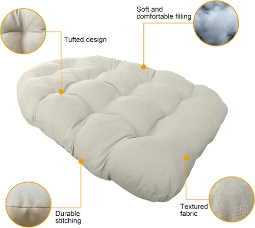 Miniatura 3 de Cojines para silla colgante de patio al aire libre, 46.6 x 33.9 pulgadas, relleno de poliéster, para silla de columpio, color negro 46.6"×33.9