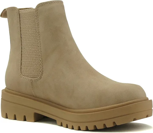 Miniatura 4 de Soda Pilot Botines Chelsea de tacón bajo para mujer, con doble elástico