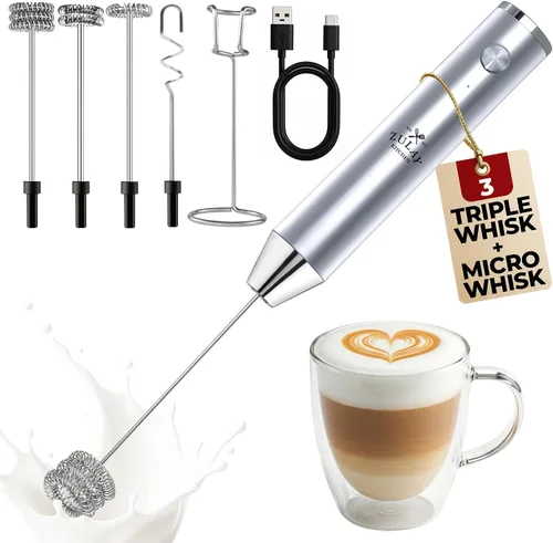 Miniatura 24 de Zulay Kitchen Espumador de leche de mano con pilas Duracell AA – Mezclador eléctrico ultrarrápido y creador de espuma, mezclador de bebidas fácil