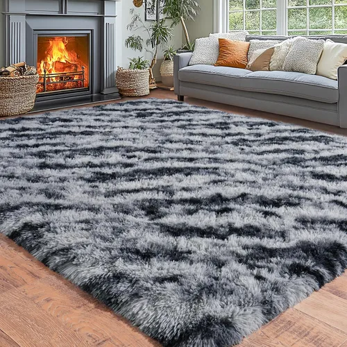 Miniatura 225 de Alfombras de área de 8x10 para sala de estar, alfombra shaggy grande ultra suave y esponjosa para dormitorio, alfombras de felpa mullida Blanco crema
