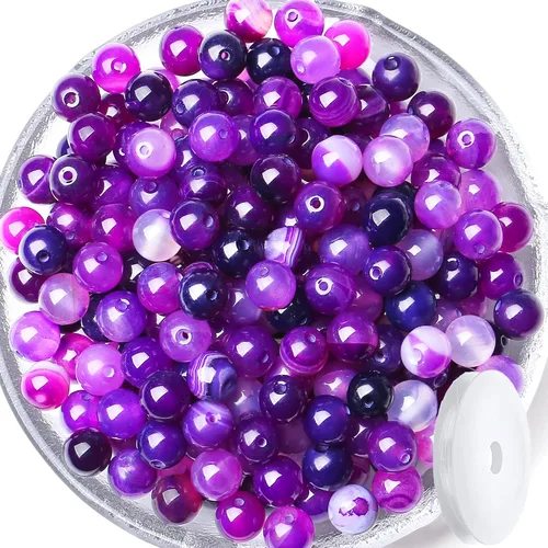 Miniatura 32 de QINJIEJIE 105 piezas de cuentas de piedra de 7 chakras de 8 mm, cuentas naturales redondas sueltas de gemas para pulseras, cuentas de cristal