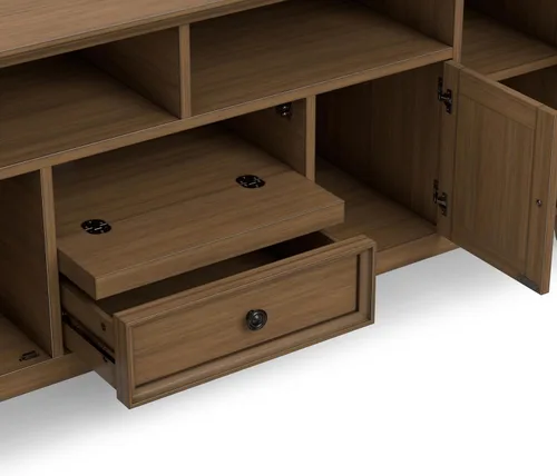 Miniatura 9 de SIMPLIHOME Amherst - Soporte de TV de transición de madera maciza de 72 pulgadas de ancho, estilo rústico marrón envejecido, para televisores