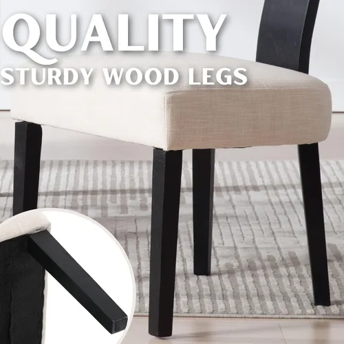 Miniatura 6 de RIVOVA Juego de 2 sillas de comedor de lino, sillas de comedor modernas con patas de madera negra, sillas tapizadas para comedor, cocina, tocador