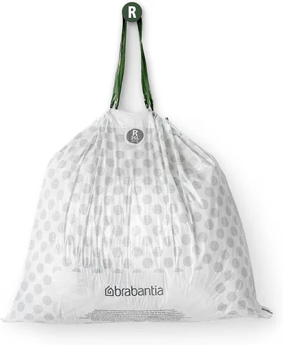 Miniatura 6 de Bolsas de basura Brabantia PerfectFit (Tamaño R/9.5 Gal) Bolsas de plástico grueso para bote de basura con asas de cordón (120 bolsas)